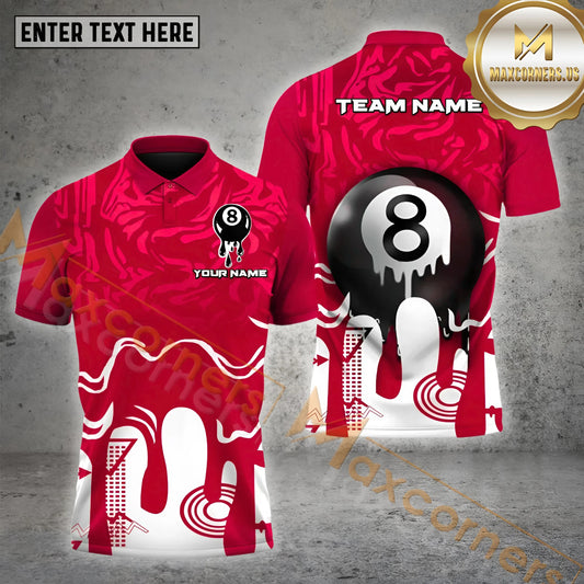 Maxcorners Billiard Paint 8 Ball Multicolor Customized Name, Team Name 3D Shirts (4 Colors)
