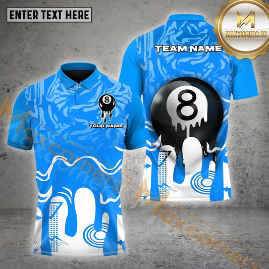 Maxcorners Billiard Paint 8 Ball Multicolor Customized Name, Team Name 3D Shirts (4 Colors)
