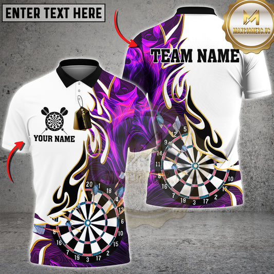 Maxcorners Darts Shirt Golden Line Flame Dartboard Art Design Multicolor Options Personalized Name, Team Name 3D Shirt (6 Colors)
