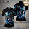 Maxcorners Bowling Ball & Pins  Dragon Lightning Thunder Pattern Personalized Name, Team Name 3D Polo Shirt (4 Colors)