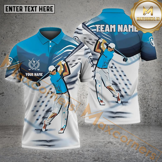 Maxcornera Golf Customized Name Player Multicolor Sport Jersey Pattern Custom 3D Polo Shirt (4 Colors)