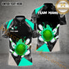 Maxcorners Bowling Ball & Pins Flame And Smoke Pattern Jersey Style Personalized Name, Team Name 3D Polo Shirt (4 Colors)