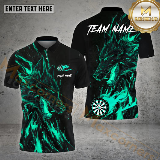 Maxcorners Darts Wolf Pattern Jersey Style Multicolor Options Personalized Name, Team Name 3D Polo Shirt (4 Colors)