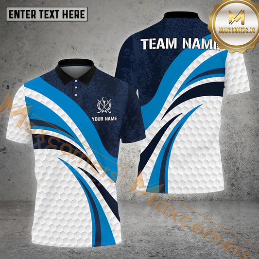 Maxcorners Golf Texure Pattern Multicolor Option Customized Name, Team Name 3D Polo Shirt (4 Colors)