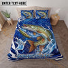 Maxcorners Fishing Blue Water Splash Personalized Name Unisex 3D Bedding Set