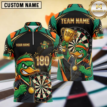 Maxcorners Darts Champion Winner Waterfowl Character Headband Gold Medal Winner Trophy Cup Darts Dartboard 180 Points Multi Options Personalized Name, Team Name Unisex 3D Shirt