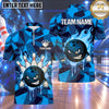 Maxcorners Bowling Fierce Smirking Bowling Ball Character Fire Flames Paint Splatter Geometric Camo Pattern Multi Options Personalized Name, Team Name Unisex 3D Shirt (4 Colors)