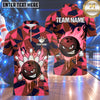 Maxcorners Bowling Fierce Smirking Bowling Ball Character Fire Flames Paint Splatter Geometric Camo Pattern Multi Options Personalized Name, Team Name Unisex 3D Shirt (4 Colors)