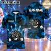 Maxcorners Bowling Evil Smile Bowling Ball Character Fiery Aura Splatter Paint Geometric Camouflage Multi Options Personalized Name, Team Name Unisex 3D Shirt (4 Colors)