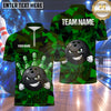 Maxcorners Bowling Evil Smile Bowling Ball Character Fiery Aura Splatter Paint Geometric Camouflage Multi Options Personalized Name, Team Name Unisex 3D Shirt (4 Colors)