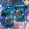 Maxcorners Bowling Grinning Bowling Ball Character Fiery Flames Paint Dripping Crashing Pins Camo Pattern Multi Options Personalized Name, Team Name Unisex 3D Shirt (4 Colors)