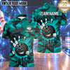 Maxcorners Bowling Grinning Bowling Ball Character Fiery Flames Paint Dripping Crashing Pins Camo Pattern Multi Options Personalized Name, Team Name Unisex 3D Shirt (4 Colors)