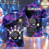 Maxcorners Bowling Angry Mascot Bowling Ball Character Flaming Fire Dripping Slatter Crashing Pins Geometric Pattern Multi Options Personalized Name, Team Name Unisex 3D Shirt (4 Colors)