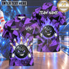 Maxcorners Bowling Mean Smile Bowling Ball Character Dripping Liquid Fiery Flame Trail Crashing Pins Polygon Background Multi Options Personalized Name, Team Name Unisex 3D Shirt (4 Colors)