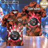 Maxcorners Bowling Mean Smile Bowling Ball Character Dripping Liquid Fiery Flame Trail Crashing Pins Polygon Background Multi Options Personalized Name, Team Name Unisex 3D Shirt (4 Colors)