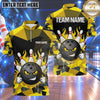 Maxcorners Bowling Fierce Smirking Bowling Ball Character Fiery Aura Paint Splatter Crashing Pins Abstract Camo Multi Options Personalized Name, Team Name Unisex 3D Shirt (4 Colors)