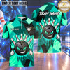 Maxcorners Bowling Angry Flaming Bowling Ball Character Crashing Pins Geometric Camo Background Multi Options Personalized Name, Team Name Unisex 3D Shirt (4 Colors)