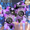 Maxcorners Bowling Angry Flaming Bowling Ball Character Crashing Pins Geometric Camo Background Multi Options Personalized Name, Team Name Unisex 3D Shirt (4 Colors)