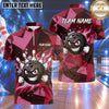Maxcorners Bowling Expressive Grinning Bowling Ball Character Liquid Splatter Paint Trail Crashing Pins Polygon Background Multi Options Personalized Name, Team Name Unisex 3D Shirt (4 Colors)