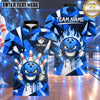 Maxcorners Bowling Fierce Smirking Bowling Ball Character Clenched Fists Flame Aura Crashing Pins Polygon Camouflage Multi Options Personalized Name, Team Name Unisex 3D Shirt (4 Colors)