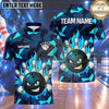 Maxcorners Bowling Angry Bowling Ball Character Fiery Flame Aura Crashing Pins Abstract Geometric Camouflage Multi Options Personalized Name, Team Name Unisex 3D Shirt (4 Colors)