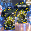 Maxcorners Bowling Angry Bowling Ball Character Fiery Flame Aura Crashing Pins Abstract Geometric Camouflage Multi Options Personalized Name, Team Name Unisex 3D Shirt (4 Colors)