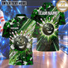 Maxcorners Bowling Aggressive Bowling Ball Character Clenched Fists Crashing Pins Energy Speed Lines Geometric Camouflage Multi Options Personalized Name, Team Name Unisex 3D Shirt (4 Colors)