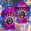 Maxcorners Bowling Cool Bowling Ball Character Rock Sign Gesture Liquid Splatter Camo Pattern Abstract Multi Options Personalized Name, Team Name Unisex 3D Shirt (4 Colors)