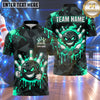 Maxcorners Bowling Grinning Mascot Bowling Ball Character Fiery Flame Smoke Liquid Paint Splatter Polygon Background Multi Options Personalized Name, Team Name Unisex 3D Shirt (4 Colors)