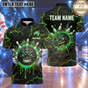 Maxcorners Bowling Three Eyed Monster Bowling Ball Character Evil Smile Fiery Flame Lightning Cracked Texture Multi Options Personalized Name, Team Name Unisex 3D Shirt (4 Colors)