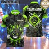 Maxcorners Bowling Expressive Clenched Fists Bowling Ball Character Fiery Smoke Splatter Paint Geometric Polygon Pattern Multi Options Personalized Name, Team Name Unisex 3D Shirt (4 Colors)