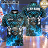 Maxcorners Bowling Aggressive Snake Cobra Mascot Bowling Ball Character Lightning Bolts Snake Skin Texture Multi Options Personalized Name, Team Name Unisex 3D Shirt (4 Colors)
