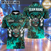 Maxcorners Bowling Aggressive Snake Cobra Mascot Bowling Ball Character Lightning Bolts Snake Skin Texture Multi Options Personalized Name, Team Name Unisex 3D Shirt (4 Colors)
