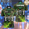 Maxcorners Bowling Aggressive Snake Cobra Mascot Bowling Ball Character Lightning Bolts Snake Skin Texture Multi Options Personalized Name, Team Name Unisex 3D Shirt (4 Colors)