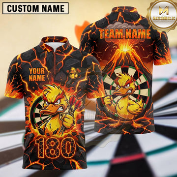 Maxcorners Darts Fierce Angry Waterfowl Volcano Eruption Lava Magma Darts Dartboard Target Bullseye 180 Points Multi Options Personalized Name, Team Name Unisex 3D Shirt
