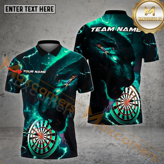 Maxcorners Panther Power Darts  Personalized Name, Team Name 3D Polo Shirt (4 Colors)