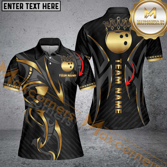 Maxcorners Bowling Ball Crown Multicolor Options Personalized Name, Team Name 3D Shirt For Women (6 Colors)