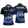 Maxcorners Bowling Polo Shirt Water Splash Swirl Marble Effect Ball Pins Personalized Custom Team Player Name Apparel (4 Color)