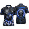 Maxcorners Bowling Polo Shirt Skull Lightning Electric Crack Texture Ball Pins Personalized Custom Team Player Name Apparel (4 Color)