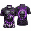 Maxcorners Bowling Polo Shirt Skull Lightning Electric Crack Texture Ball Pins Personalized Custom Team Player Name Apparel (4 Color)