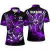 Maxcorners Bowling Polo Shirt Flying Eagle Wings Lightning Galaxy Space Ball Pins Multi Options Personalized Name, Team Name Unisex 3D Shirt (4 Colors)