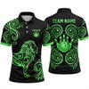 Maxcorners Bowling Polo Shirt Tribal Tattoo Swirl Lion Silhouette Pattern Ball Pins Multi Options Personalized Name, Team Name Unisex 3D Shirt (4 Colors)