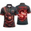 Maxcorners Bowling Polo Shirt Coiled Dragon Silhouette Lightning Burst Shattered Rocks Ball Pins Multi Options Personalized Name, Team Name Unisex 3D Shirt (4 Colors)