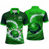 Maxcorners Bowling Polo Shirt Giant Water Wave Ocean Surf Splash Ball Pins Multi Options Personalized Name, Team Name Unisex 3D Shirt (4 Colors)