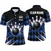 Maxcorners Bowling Polo Shirt Argyle Pattern Paint Splash Speed Lines Ball Pins Multi Options Personalized Name, Team Name Unisex 3D Shirt (4 Colors)