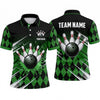 Maxcorners Bowling Polo Shirt Argyle Pattern Paint Splash Speed Lines Ball Pins Multi Options Personalized Name, Team Name Unisex 3D Shirt (4 Colors)