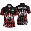 Maxcorners Bowling Polo Shirt Argyle Pattern Paint Splash Speed Lines Ball Pins Multi Options Personalized Name, Team Name Unisex 3D Shirt (4 Colors)