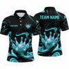 Maxcorners Bowling Polo Shirt Liquid Swirl Marble Wave Energy Flow Ball Pins Multi Options Personalized Name, Team Name Unisex 3D Shirt (4 Colors)