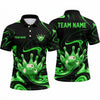 Maxcorners Bowling Polo Shirt Liquid Swirl Marble Wave Energy Flow Ball Pins Multi Options Personalized Name, Team Name Unisex 3D Shirt (4 Colors)