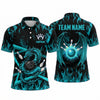 Maxcorners Bowling Polo Shirt Dragon Flames Winged Ball Pins Personalized Custom Team Player Name Apparel (4 Color)